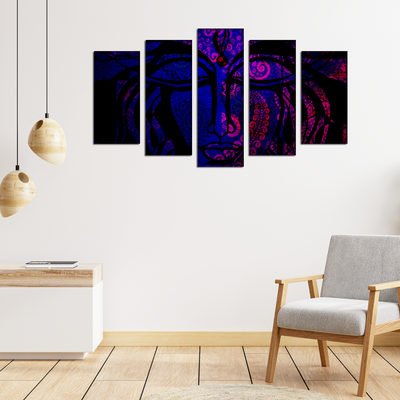 Lord Shiva Mandala Canvas Wall Painting- With 5 Frames