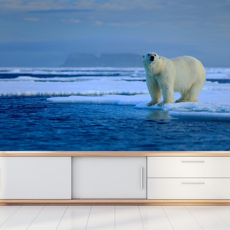 Big Polar Bear Digitally Printed Wallpaper