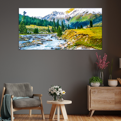 Mountain Tree & Water Scenery Canvas Wall Painting