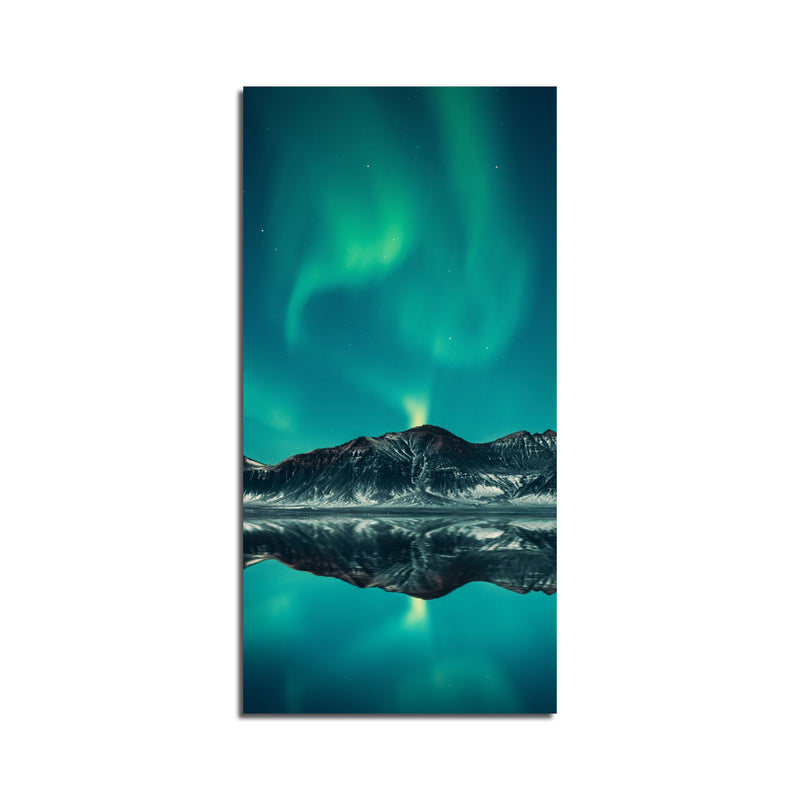 Green Sky And Mountain Reflection Print On Canvas