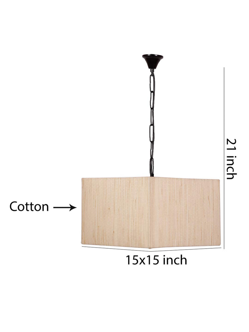 Off-White Cotton Square Hanging Lamp