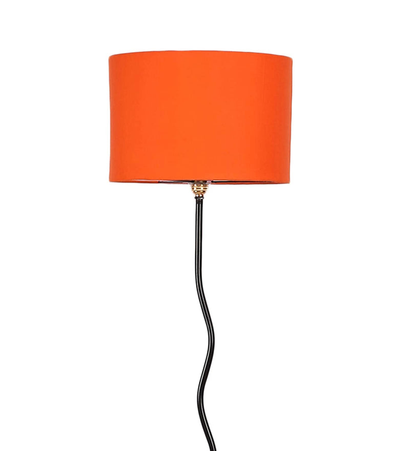 Metal Floor Standing Lamp with Base and Shade, Orange, Pack of 1 Floor Lamp Stand,1 Base, 1 Shade