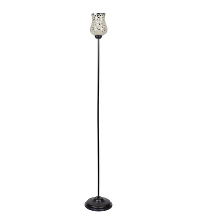 Glass Floor Lamp with Shade, Base and Wire Connector, Silver, Pack of 1 lamp, 1 Base , 1 wire connector, 1 Shade
