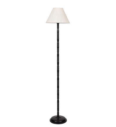 Off-Cotton Pleated Designer Iron Floor Lamp (Off-White)