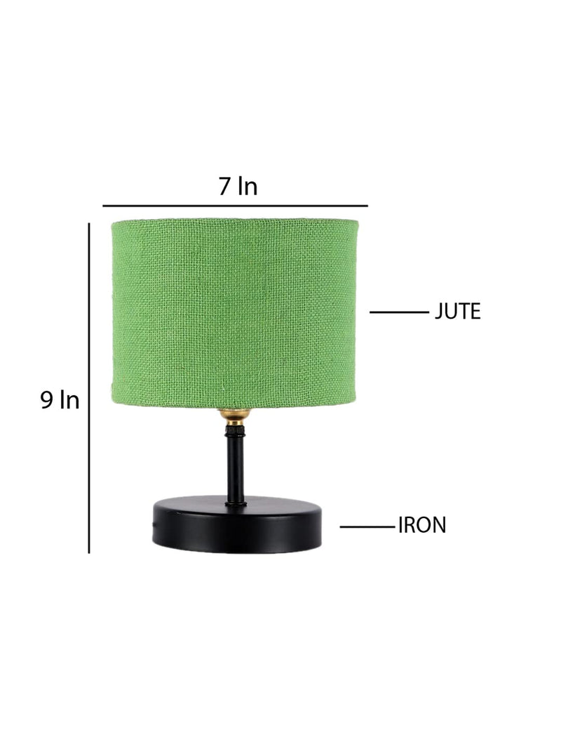 Iron Table lamp with Green Jute Shade
