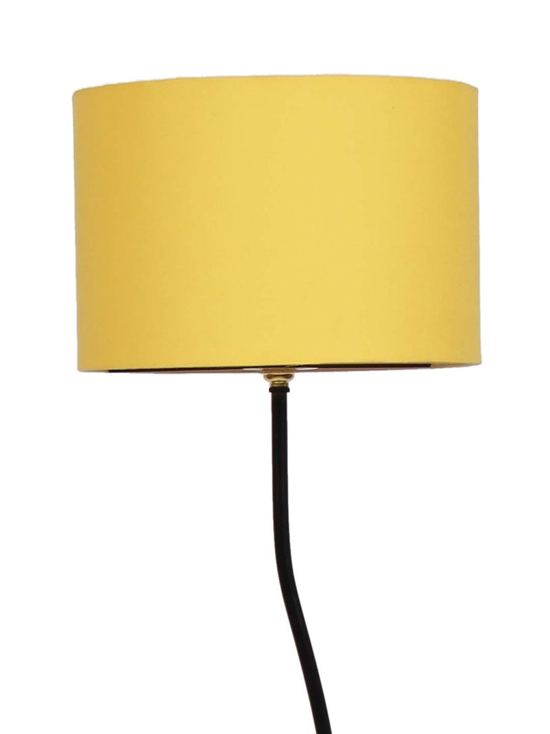 Drum Curvy Yellow Cotton Shade Floor Lamp with Black Base