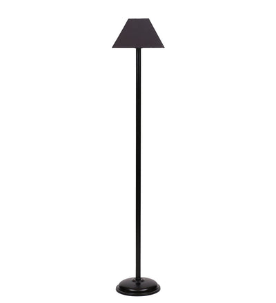 Black Cotton Rectangular Designer Iron Standing Floor Lamp (Black)