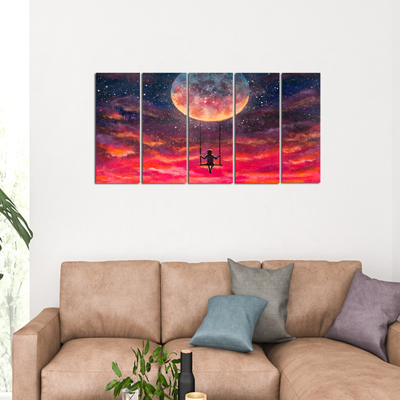 Oil painting fantasy Art Canvas Wall Painting - With 5 Panel
