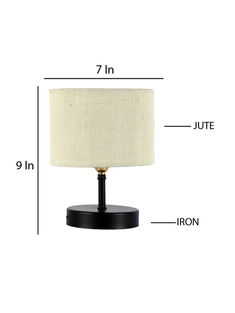 Iron Table lamp with White Jute Shade