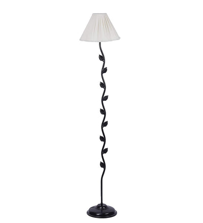 Off-White Cotton Vintage Floor Lamp