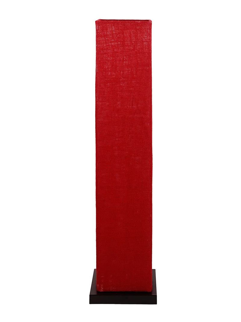 Maroon Jute Square Shade Floor lamp with Black Iron Base