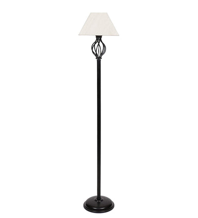 Off White Rectangular Basket Stick Pipe Wrought Iron Floor Lamp (Off-White)