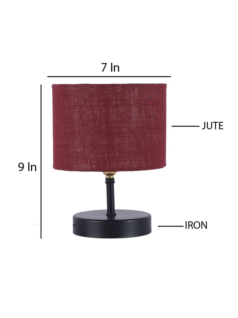 Iron Table lamp with Maroon Jute Shade