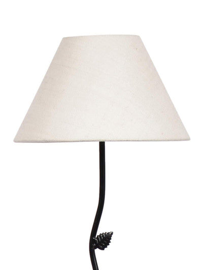 Conical White Jute Shade Leaf Floor Lamp with Black Base