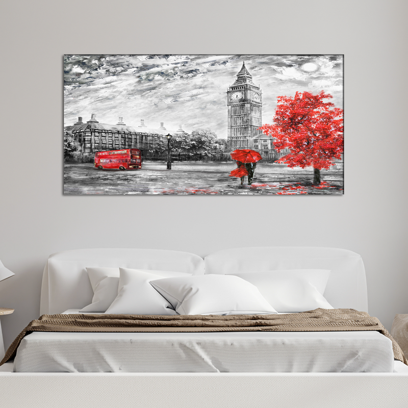 Couple In Paris Illustration Canvas Wall Painting
