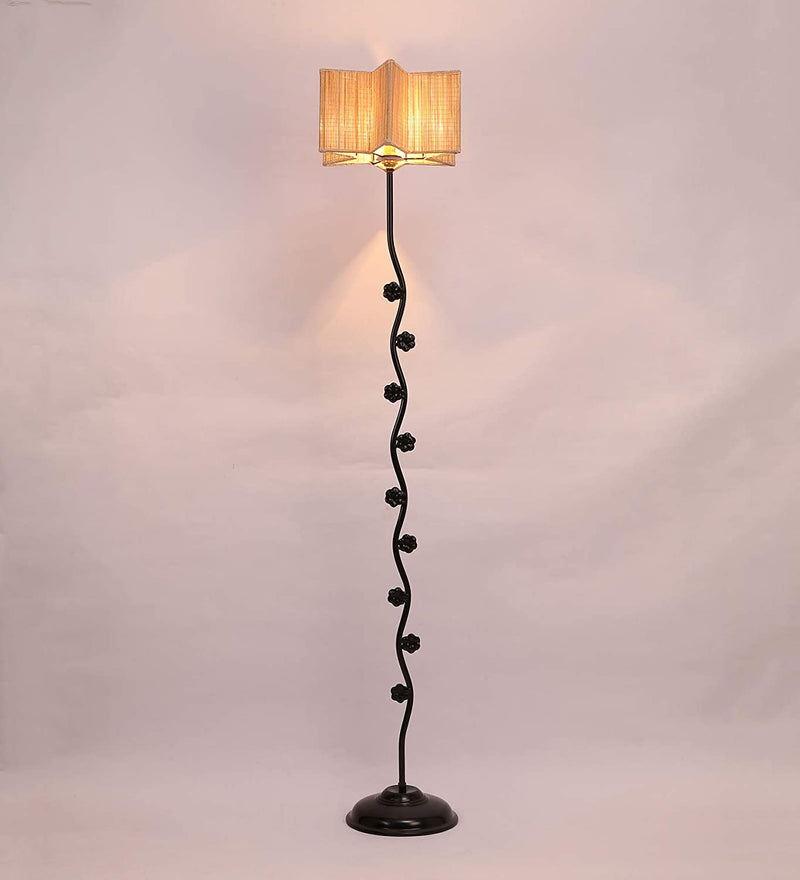 Bamboo Star Tikli Iron Floor Standing Lamp (Natural)