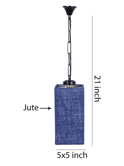 Blue Jute Square Hanging Lamp