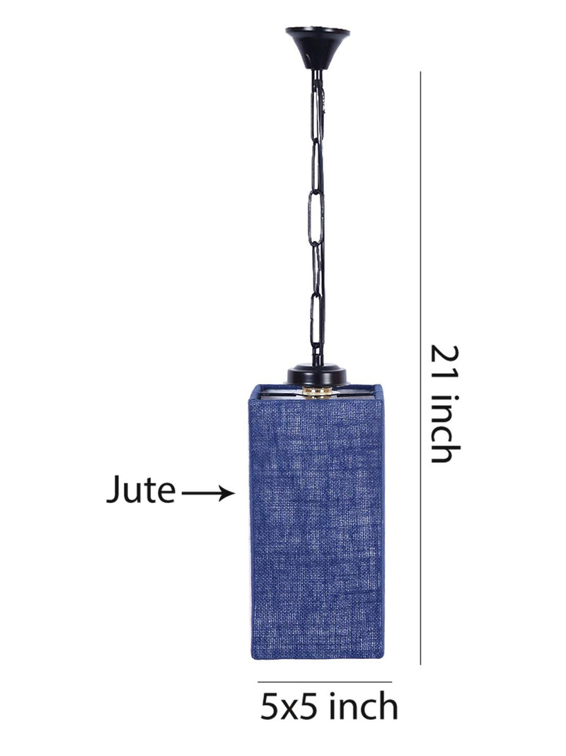 Blue Jute Square Hanging Lamp