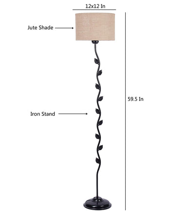 Metal Floor Lamp with Base and Shade, Beige, Pack of 1 Floor Lamp Stand,1 Base, 1 Shade