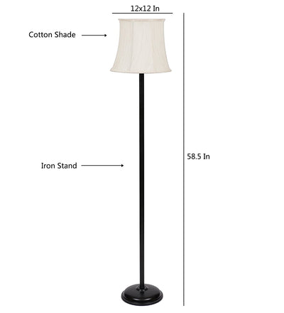 Off White Cotton Designer Stick Iron Floor Standing Lamp