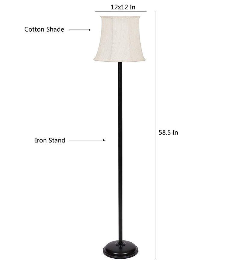 Off White Cotton Designer Stick Iron Floor Standing Lamp