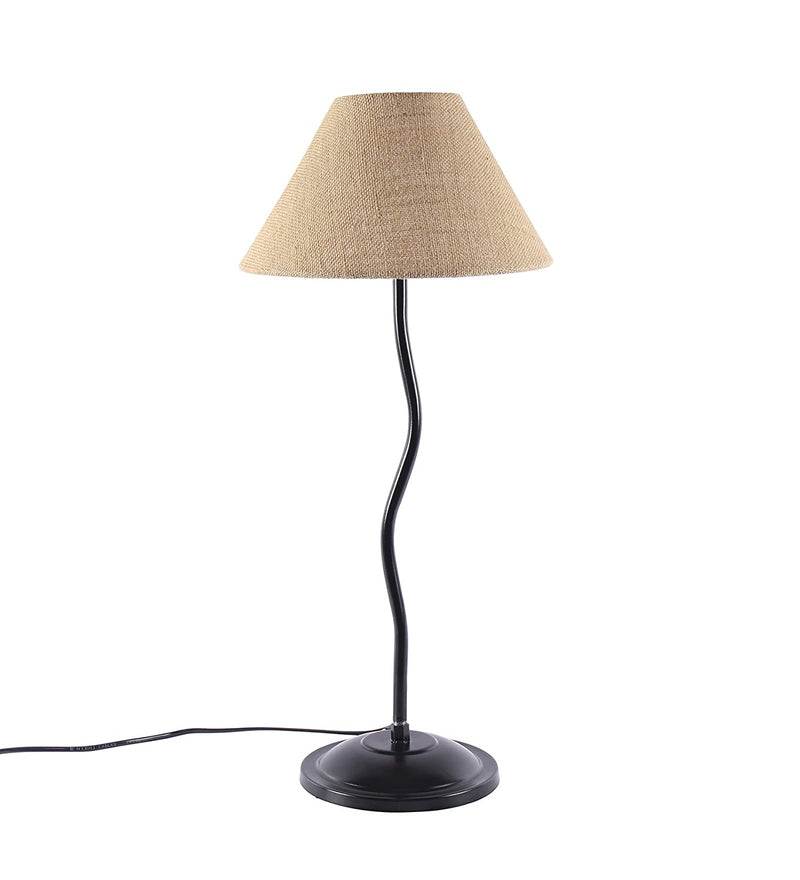 Beige Jute Zig Zag Iron Table Lamp