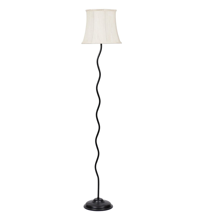 Off White Cotton Designer Zig Zag Floor Lamp (Off White)