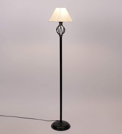 Off White Rectangular Basket Stick Pipe Wrought Iron Floor Lamp (Off-White)