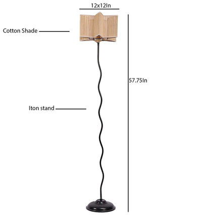 Bamboo Star Zig Zag Iron Floor Standing Lamp (Natural)