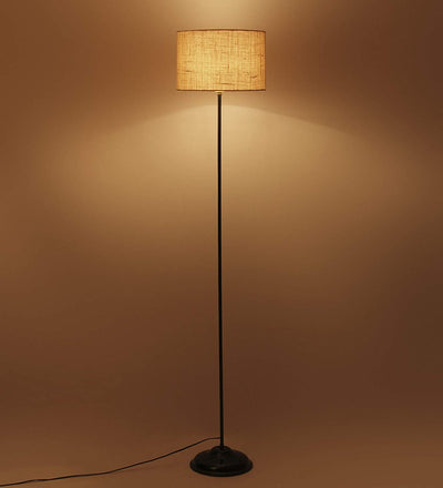Jute Floor Lamp ( White )