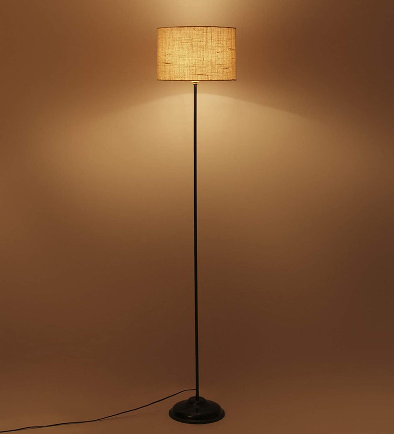 Jute Floor Lamp ( White )
