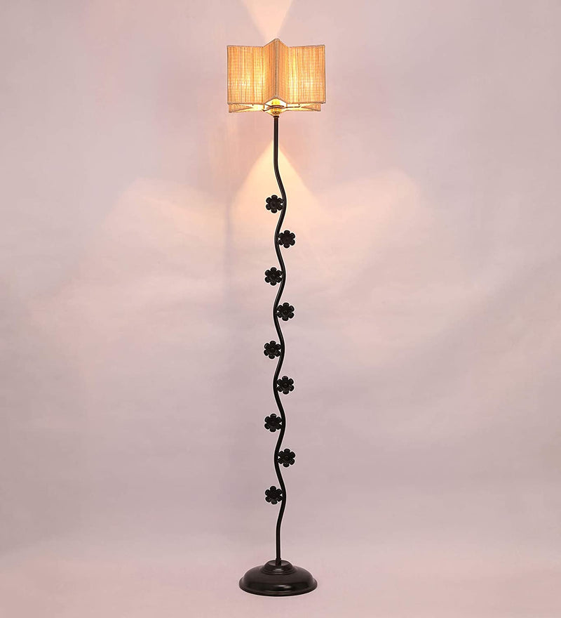 Bamboo Star Flower Iron Floor Standing Lamp (Natural)