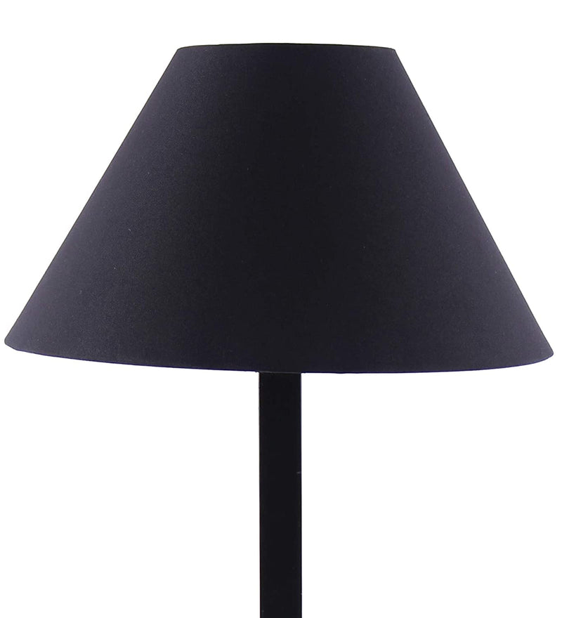 Black Cotton Designer Square Iron Table Lamp for Study Room