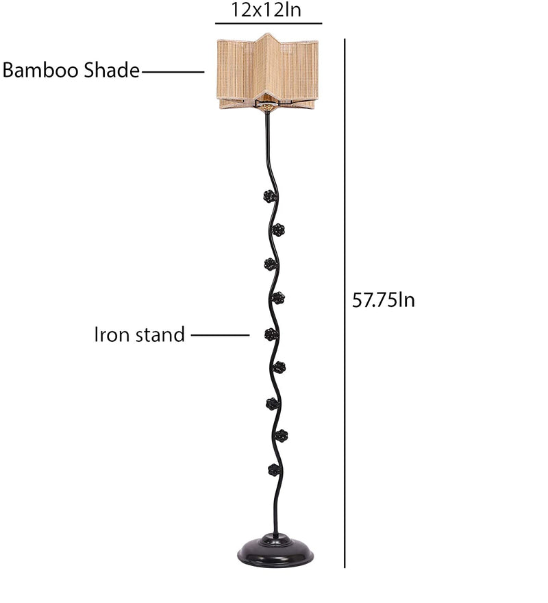 Bamboo Star Tikli Iron Floor Standing Lamp (Natural)