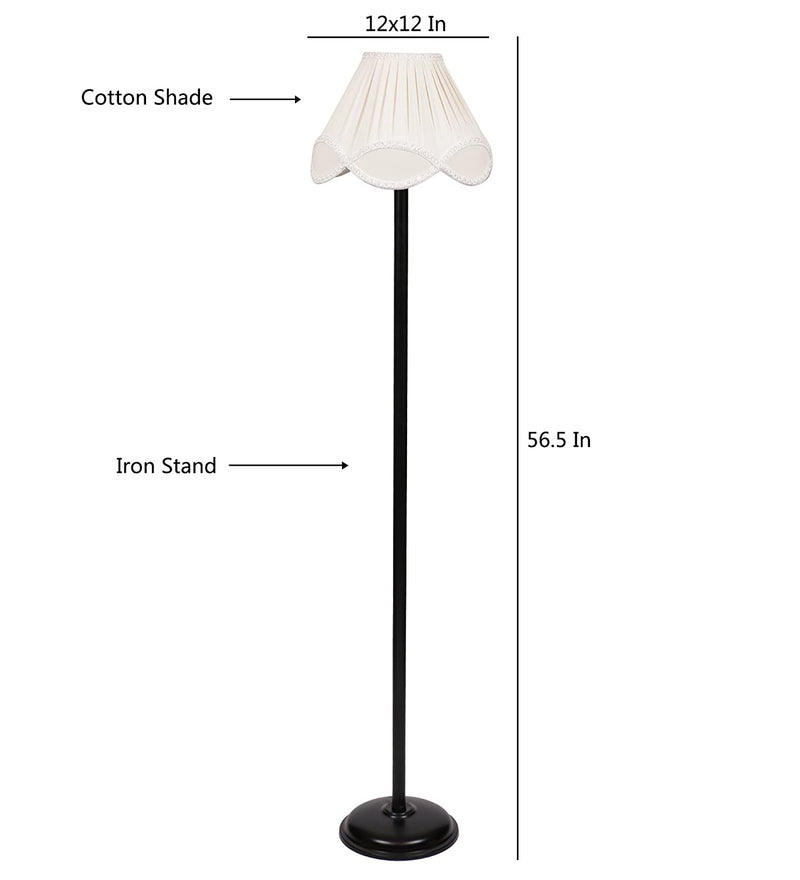 Off White Vintage Cotton Floor Lamp (Off White)