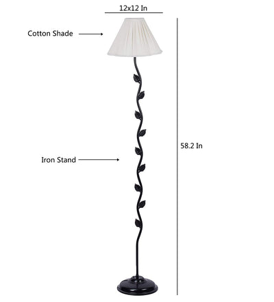 Off-White Cotton Vintage Floor Lamp