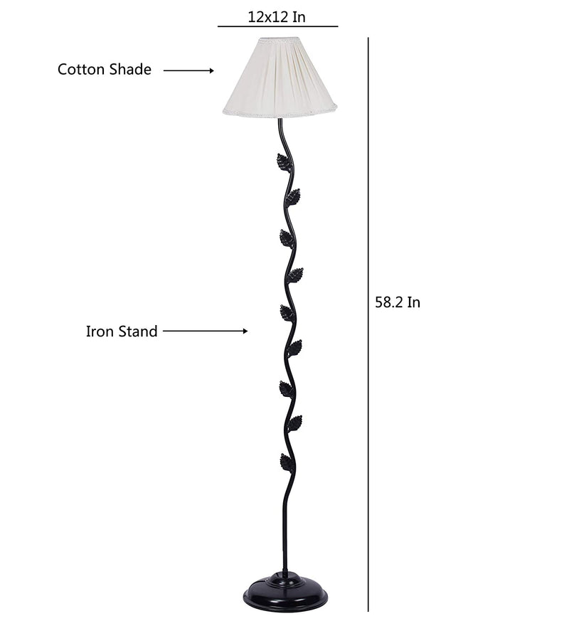 Off-White Cotton Vintage Floor Lamp