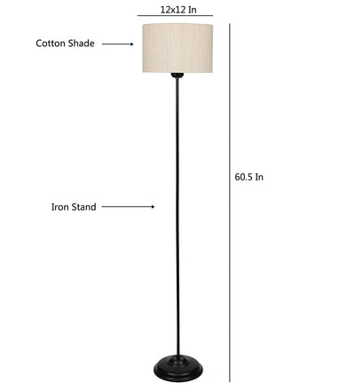 Metal Floor Lamp with Base and Shade, Off White, Pack of 1 Lamp, 1 Base, 1 Shade