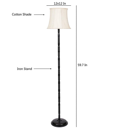 Cotton Off White Designer Iron Floor Lamp (Off - White)