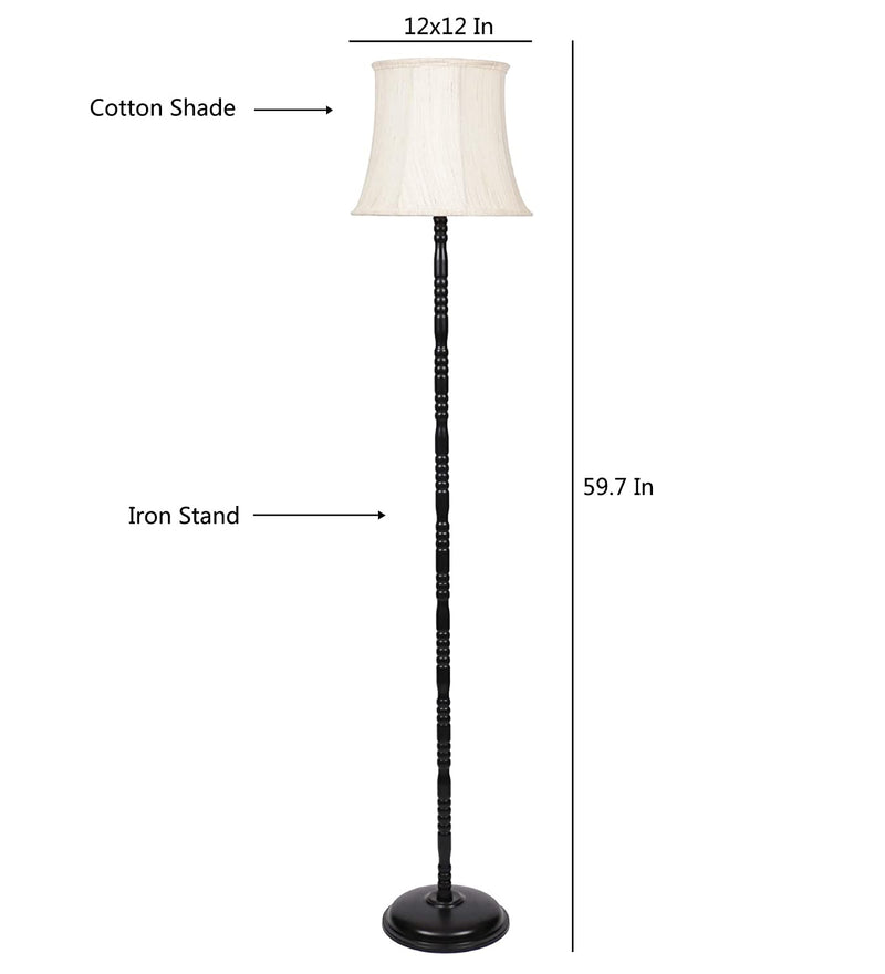 Cotton Off White Designer Iron Floor Lamp (Off - White)