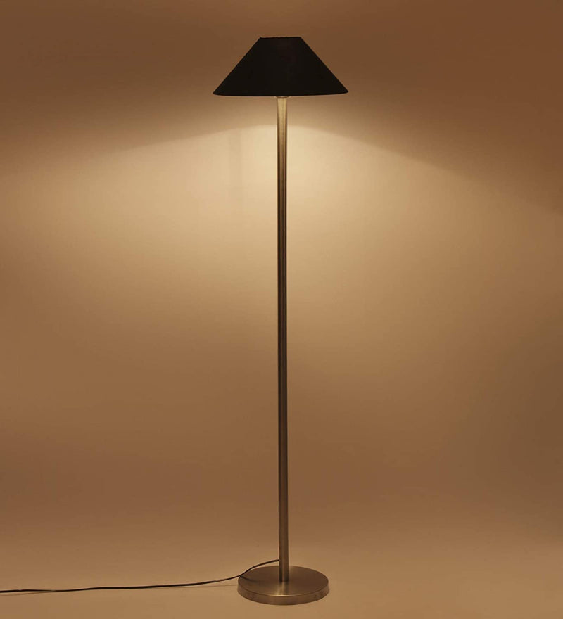 Black Cotton Designer Steel Floor Lamp for Home Decor (13" Black,)