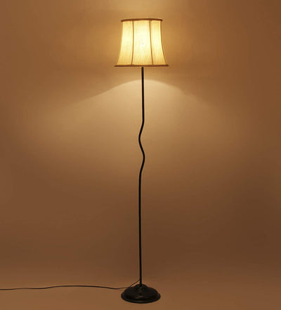 Cotton Soft Back Designer Wrought Iron Floor Lamp for Home Decor (Off White Medium)