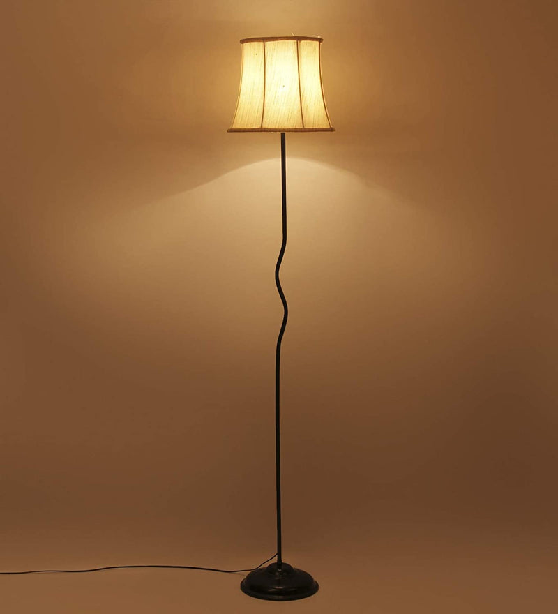 Cotton Soft Back Designer Wrought Iron Floor Lamp for Home Decor (Off White Medium)