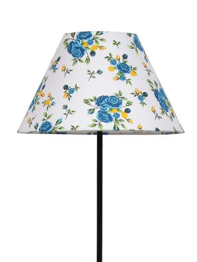 Conical Multicolor Cotton Shade Floor Lamp with Black Base