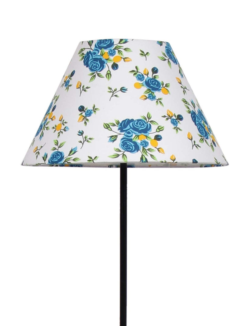 Conical Multicolor Cotton Shade Floor Lamp with Black Base