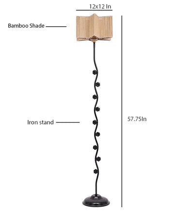 Bamboo Star Flower Iron Floor Standing Lamp (Natural)