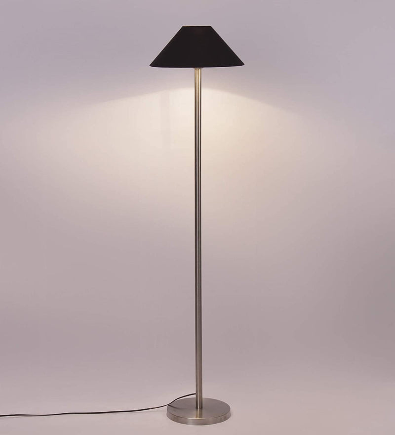 Black Cotton Designer Steel Floor Lamp for Home Decor (13" Black,)