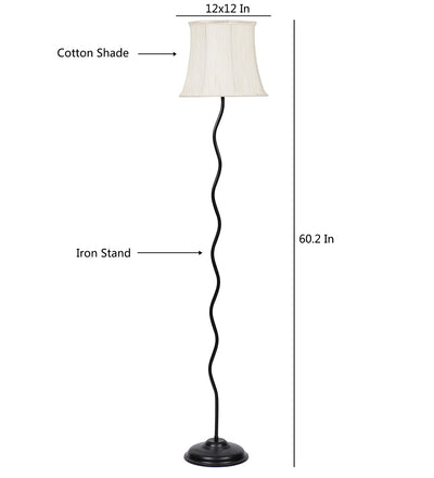 Off White Cotton Designer Zig Zag Floor Lamp (Off White)