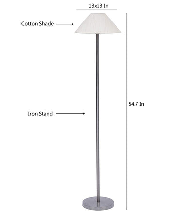 Off-White Designer Steel Floor Lamp for Home Decor (13" Off-White, Medium)