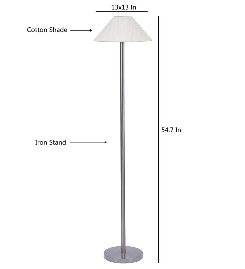 Off-White Designer Steel Floor Lamp for Home Decor (13" Off-White, Medium)